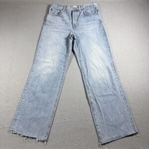 Zara Jeans Womens 8 30x32 Light Wash Blue High Rise Wide Leg Button Fly Denim